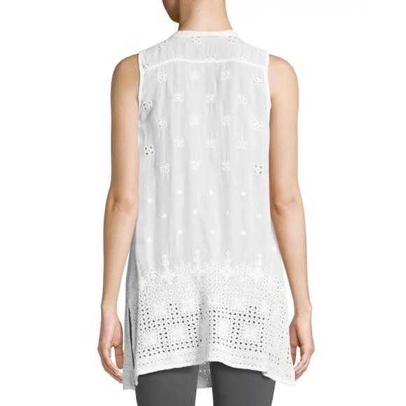 Johnny Was Darla Embroidered Sleeveless Long Button Front Tunic Yellow Small - Picture 4 of 12